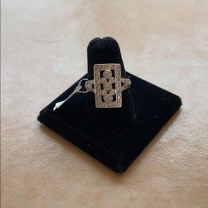 Rhodium Plated CZ Contemporary Ring Size 7